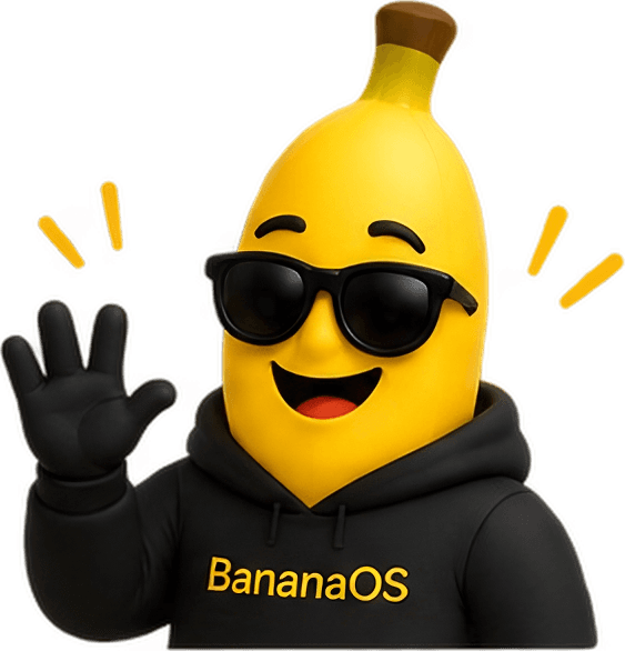 Banano, la mascota de BananaOS, saludando